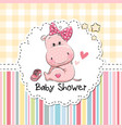 baby shower greeting card with hippo vector image