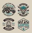 set vintage logos for camping theme vector image