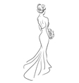 bride back with bouquet of flowers vector image