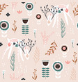 seamless pattern with creative floral dears vector image