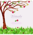 watercolor tree with apples and grass vector image vector image