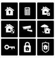 black home security icon set vector image vector image