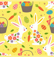 seamless pattern with white easter bunny vector image