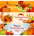 thanksgiving day banners with traditional elements vector image