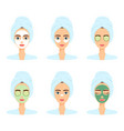 set beautiful women with different face mask vector image vector image