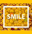 smiley faces design elements background vector image