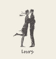 a loving couple kiss sketch vector image vector image