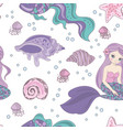 mermaid passion princess girl seamless pattern vector image