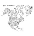 north america travel line icons map poster vector image
