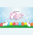 happy easter lettering with easter egg vector image