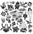 old school of monochrome tattoo vector image
