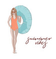 girl with inflatable ring summer vector image