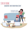 man works at home woman is cuddling a baby vector image
