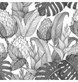 seamless pattern with tropical flowers and leaves vector image