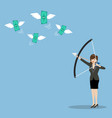 business woman with a bow and arrow hitting vector image vector image