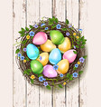 easter nest wooden background vector image