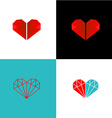 two diamonds heart logo vector image vector image