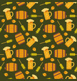 beer fest hand drawn flat color seamless pattern vector image