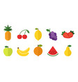 fruit set orange strawberry apple lemon banana vector image
