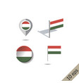 map pins with flag hungary vector image