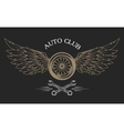 wheel and wings with feathers emblem vector image vector image