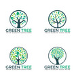 abstract green trees set logo designs vector image