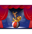 a lion and beaver performing at the stage vector image