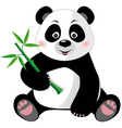 sitting cute panda with bamboo isolated on white vector image vector image