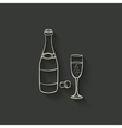 champagne bottle and glass vector image vector image