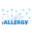 allergy concept with big words and people vector image