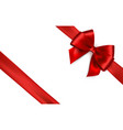 shiny red satin ribbon on white background vector image vector image