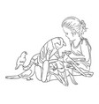 cute kid line art vector image vector image