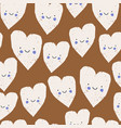 cute smiling hearts seamless pattern abstract vector image