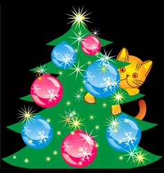 Cat christmas tree with italian best wishes Vector Image