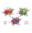 set comic text speech bubble shh xoxo pow vector image