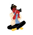 woman taking pictures cartoon professional vector image