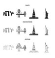 sights of different countries blackmonochrome vector image