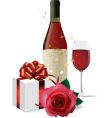 wine gift box and rose vector image