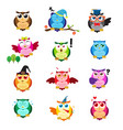 different owls with expressions vector image