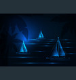 futuristic yachting regatta concept with glowing vector image