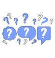 set hand drawn doodle question marks on white vector image
