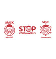 stop coronavirus icon set vector image