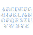 watercolor blue alphabet with peter rabbit vector image