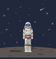 cosmonaut on moon with reflection of planet earth vector image
