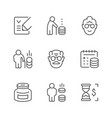 set line icons retirement or pension vector image