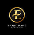 luxury letter e logo template in gold color royal vector image vector image