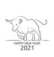 metal bull symbol new year 2021 line logo vector image vector image