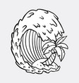 ocean waves with coconut tree sticker vector image