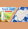 promo banner of fresh milk dairy products vector image vector image