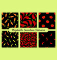 red and black seamless vegetable background set vector image